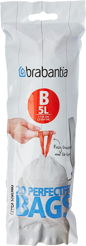 Paquete de 20 Bolsas de plástico B para basura 5L Brabantia